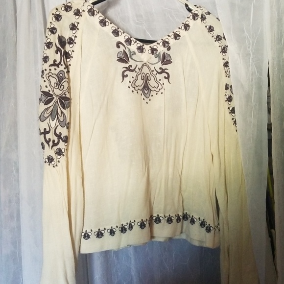 Free people cropped long sleeve boho top - Picture 3 of 8